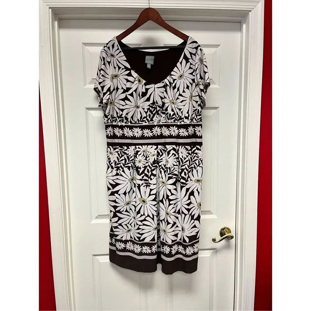 Rabbit Rabbit Rabbit Women Brown Floral Cinch Back Dress sz 24W